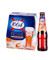 进口1664玫瑰味啤酒250ml*24瓶/件